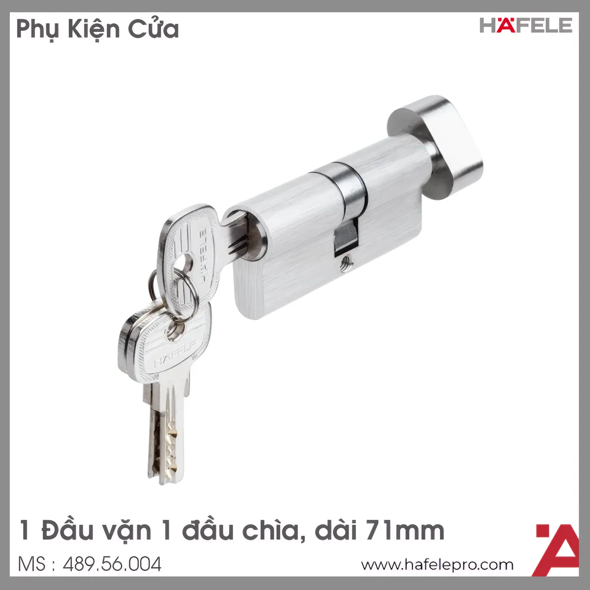 Ruột Khóa 1 Chìa 1 Vặn 71mm Hafele 489.56.004