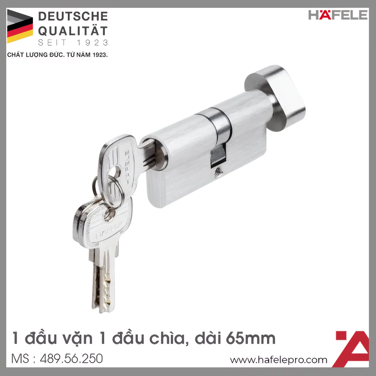 Ruột Khóa 1 Vặn 1 Chìa 65mm Hafele 489.56.250