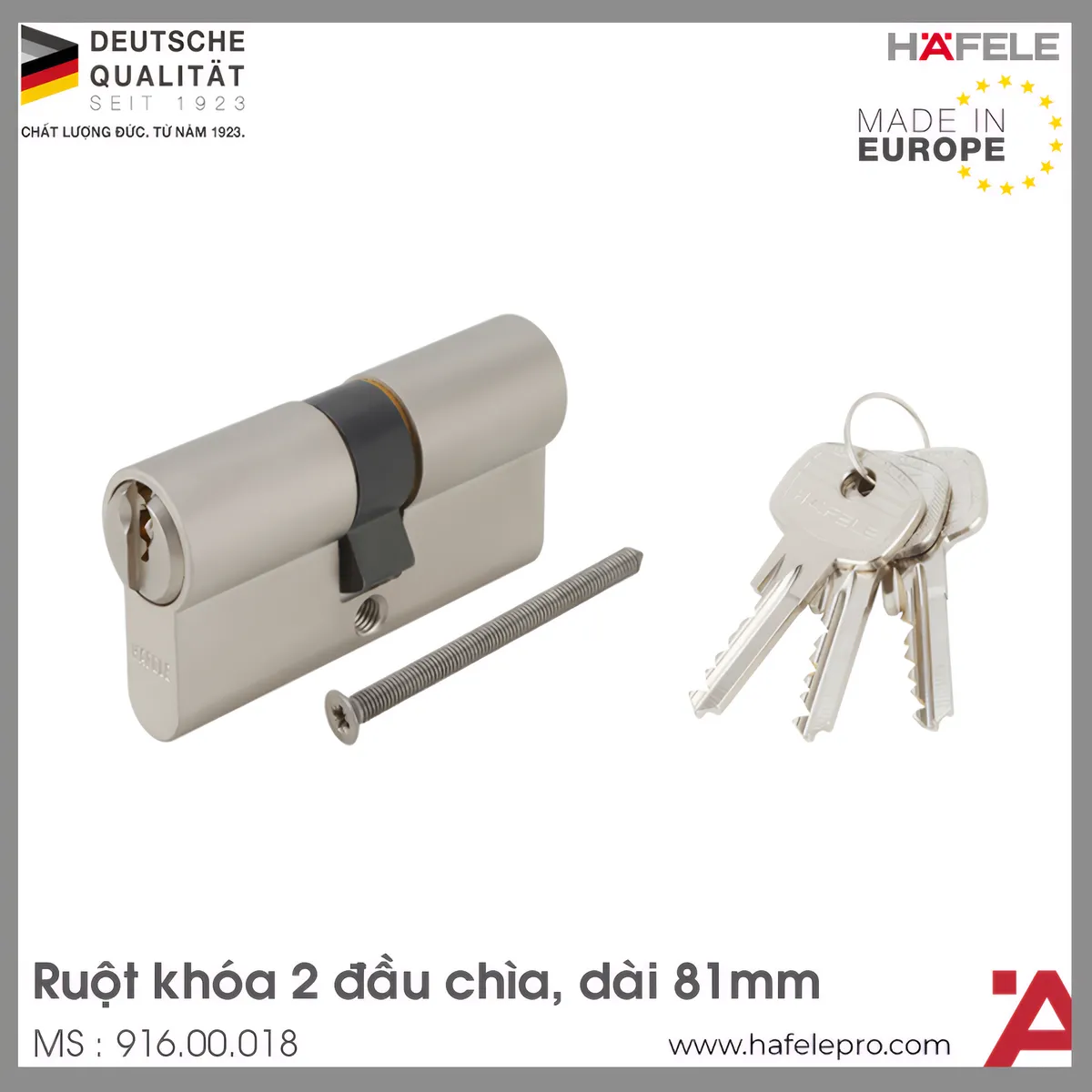 Ruột Khóa 2 Đầu Chìa 81mm Hafele 916.00.018