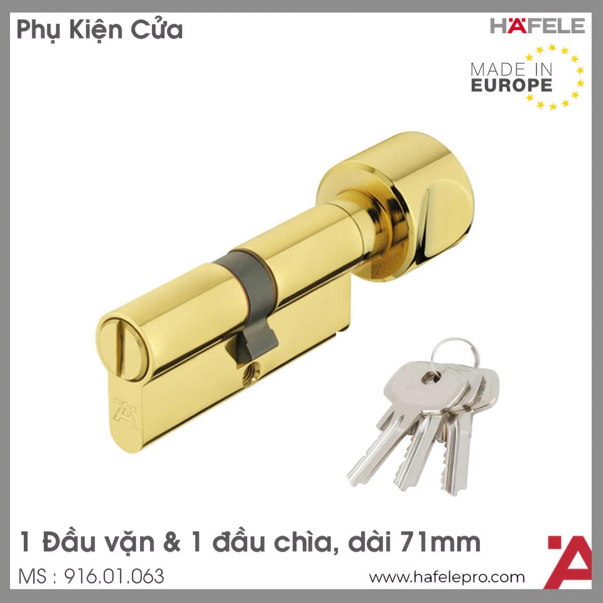 Ruột Khóa 1 Chìa 1 Vặn 71mm Hafele 916.01.063