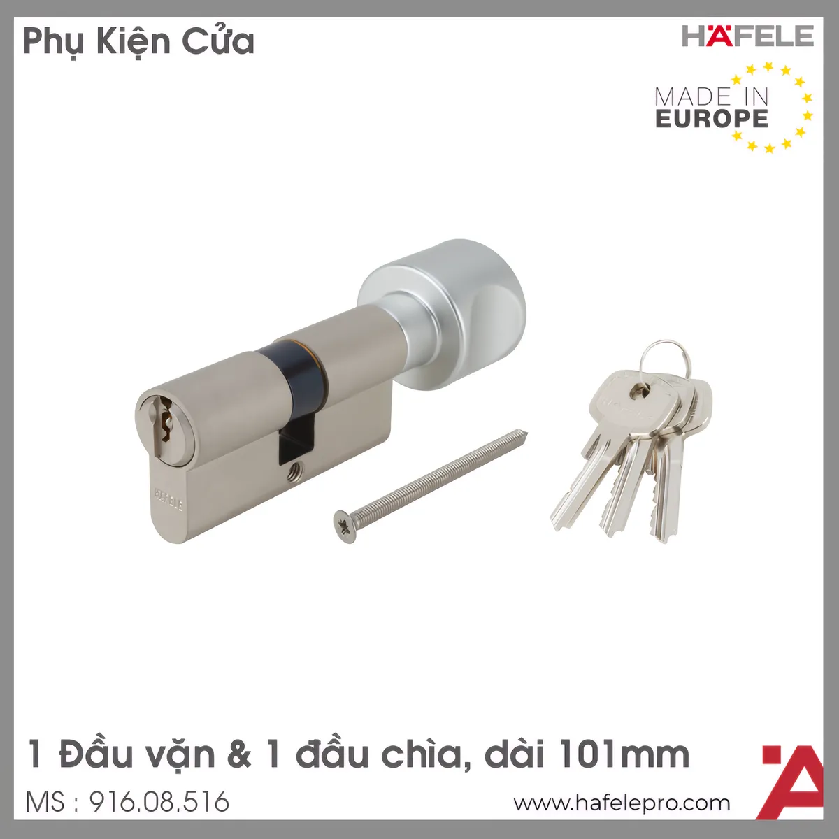 Ruột Khóa 1 Chìa 1 Vặn 101mm Hafele 916.08.516