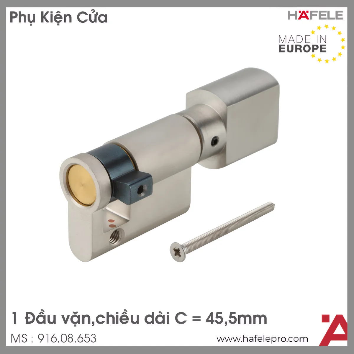 Ruột Khóa 1 Đầu Vặn 45.5mm Hafele 916.08.653
