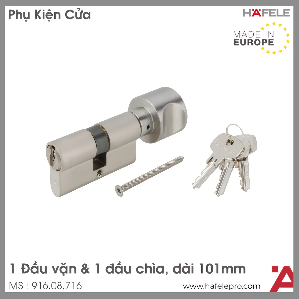 Ruột Khóa 1 Chìa 1 Vặn 101mm Hafele 916.08.716
