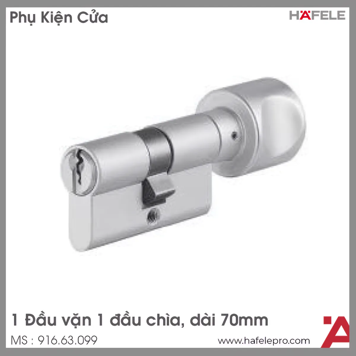 Ruột Khóa 1 Chìa 1 Vặn 70mm Hafele 916.63.099