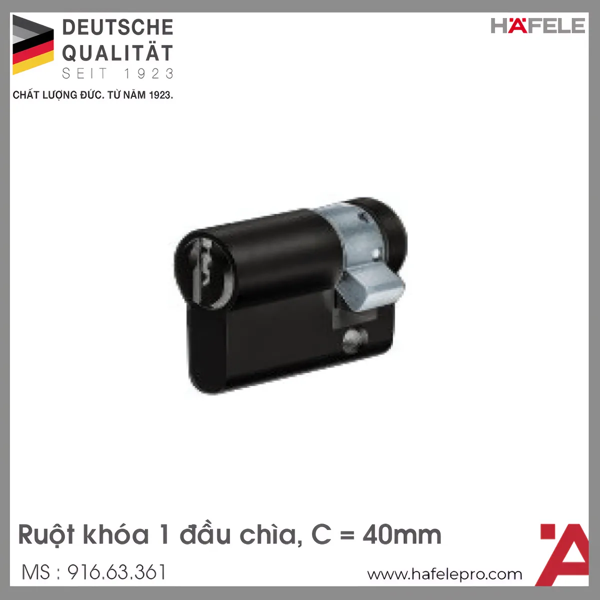 Ruột Khóa 1 Đầu Chìa 40mm Hafele 916.63.361