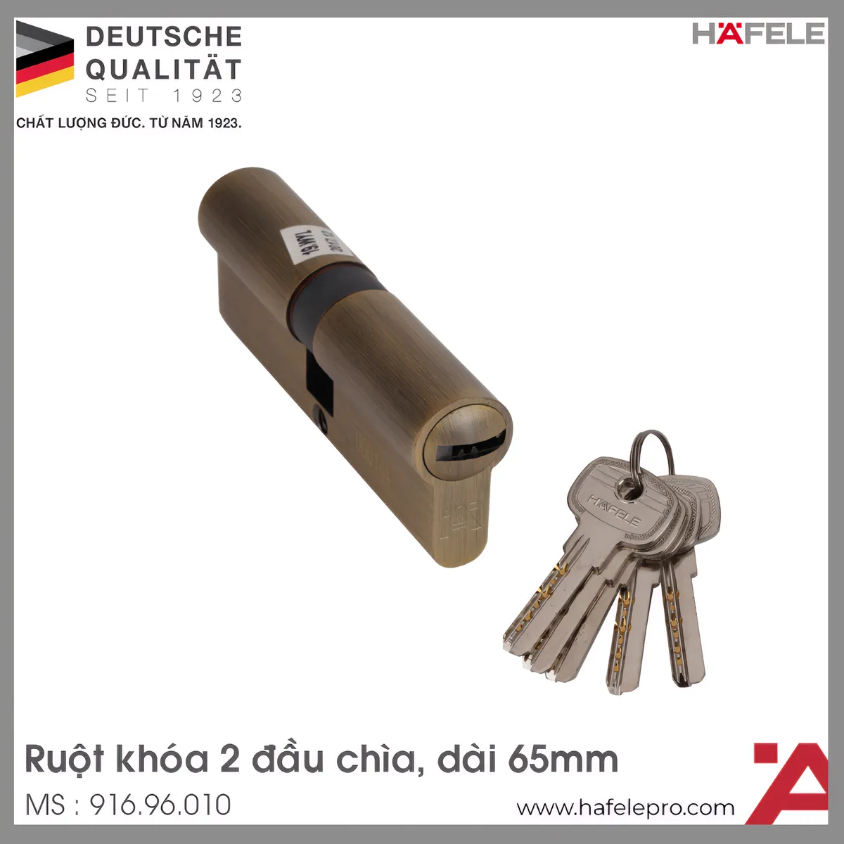 Ruột Khóa 2 Đầu Chìa 65mm Hafele 916.96.010