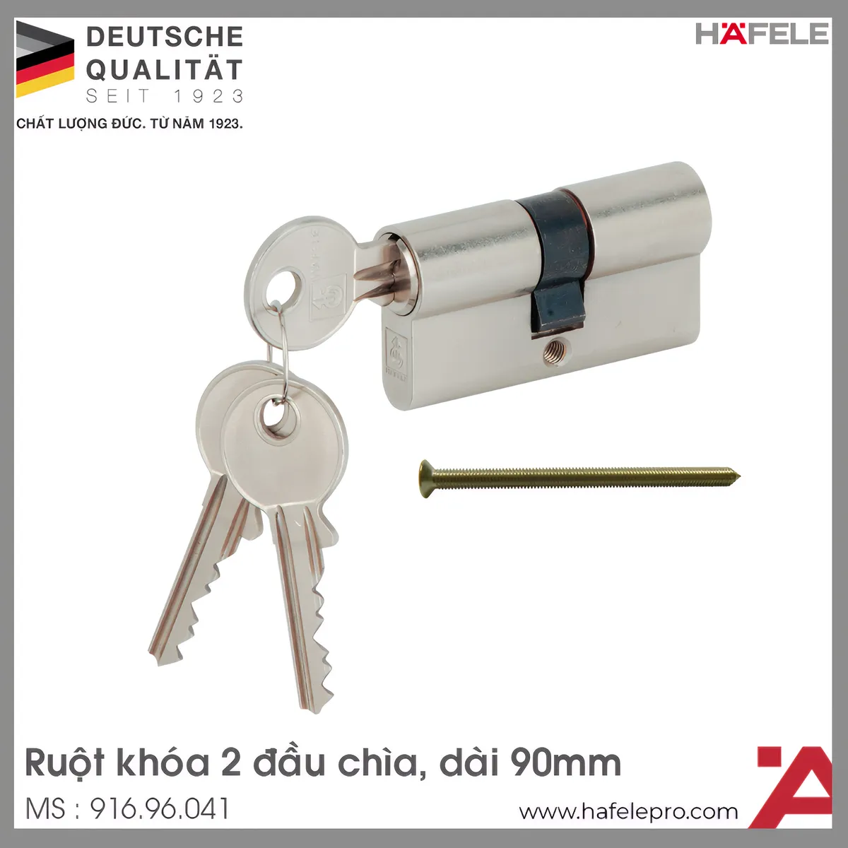 Ruột Khóa 2 Đầu Chìa 90mm Hafele 916.96.041