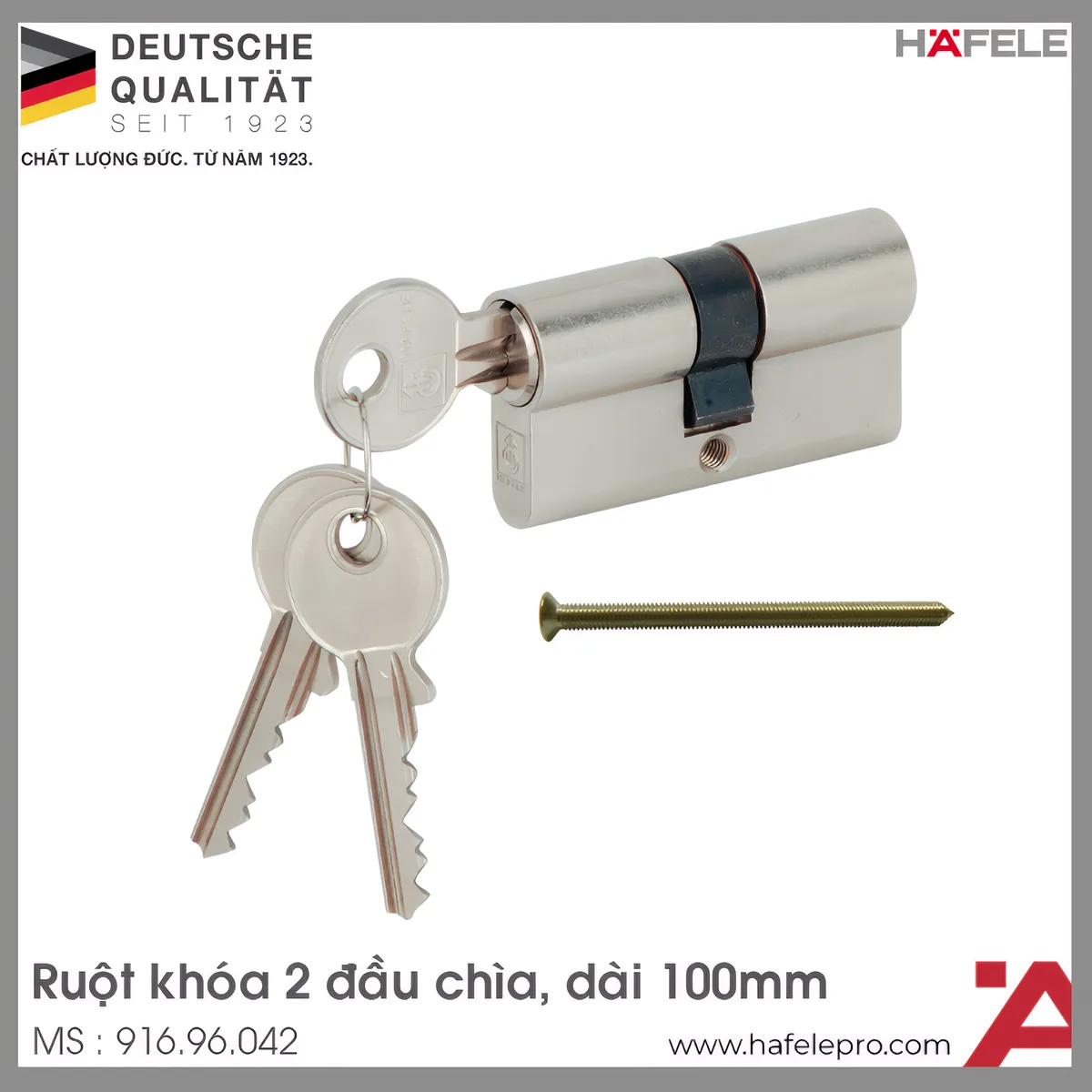 Ruột Khóa 2 Đầu Chìa 100mm Hafele 916.96.042
