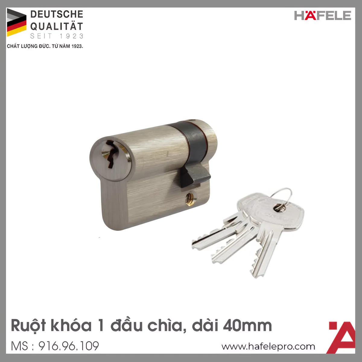 Ruột Khóa 1 Đầu Chìa 40mm Hafele 916.96.109