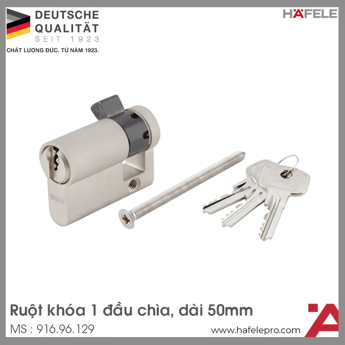 Ruột Khóa 1 Đầu Chìa 50mm Hafele 916.96.129