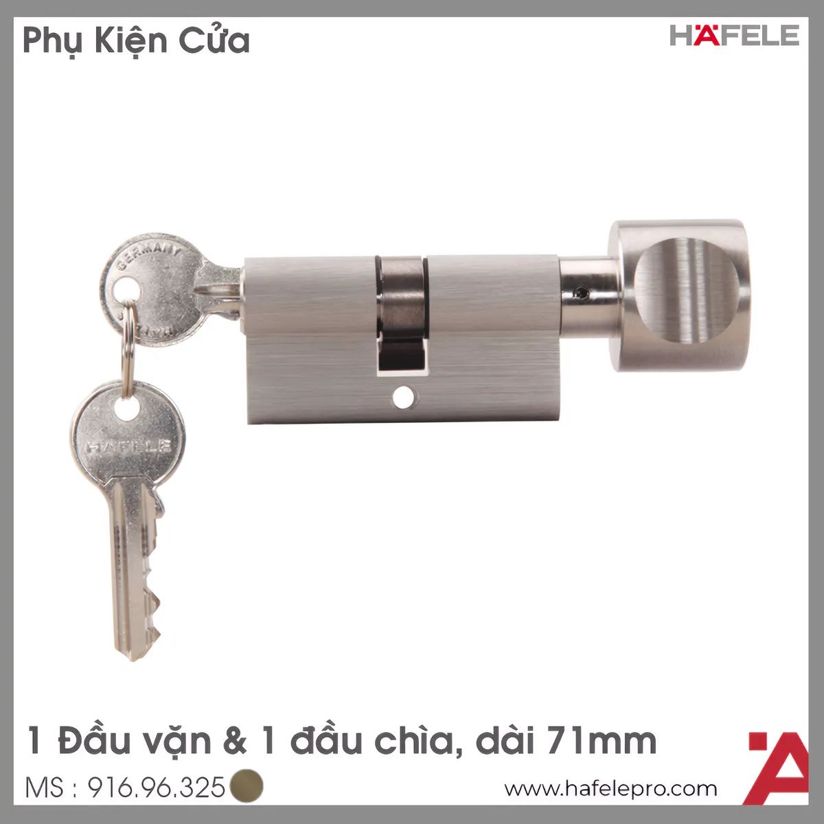 Ruột Khóa 1 Vặn 1 Chìa 71mm Hafele 916.96.325