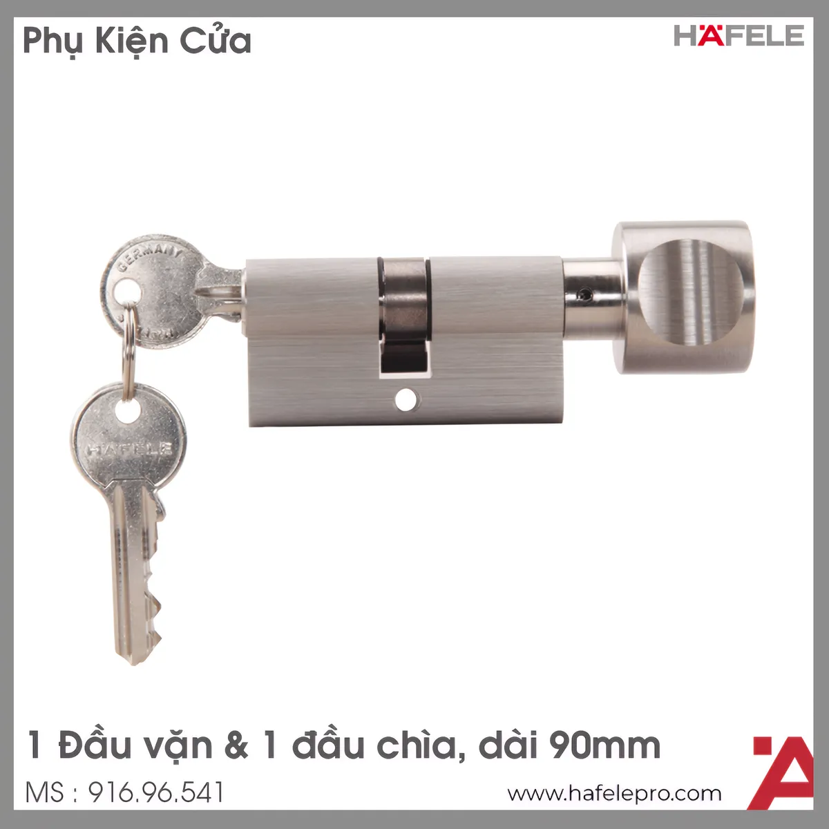 Ruột Khóa 1 Vặn 1 Chìa 90mm Hafele 916.96.541