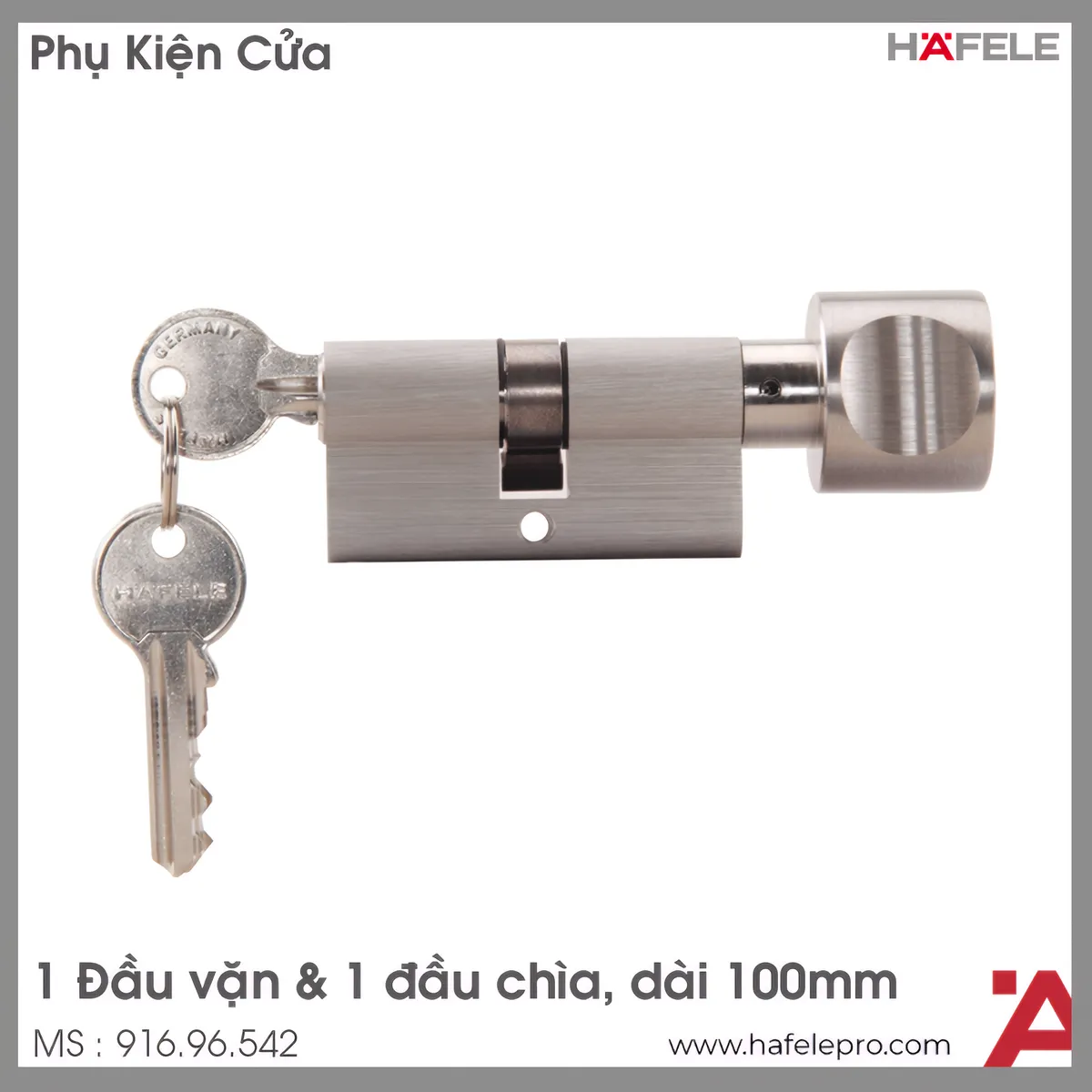 Ruột Khóa 1 Vặn 1 Chìa 100mm Hafele 916.96.542