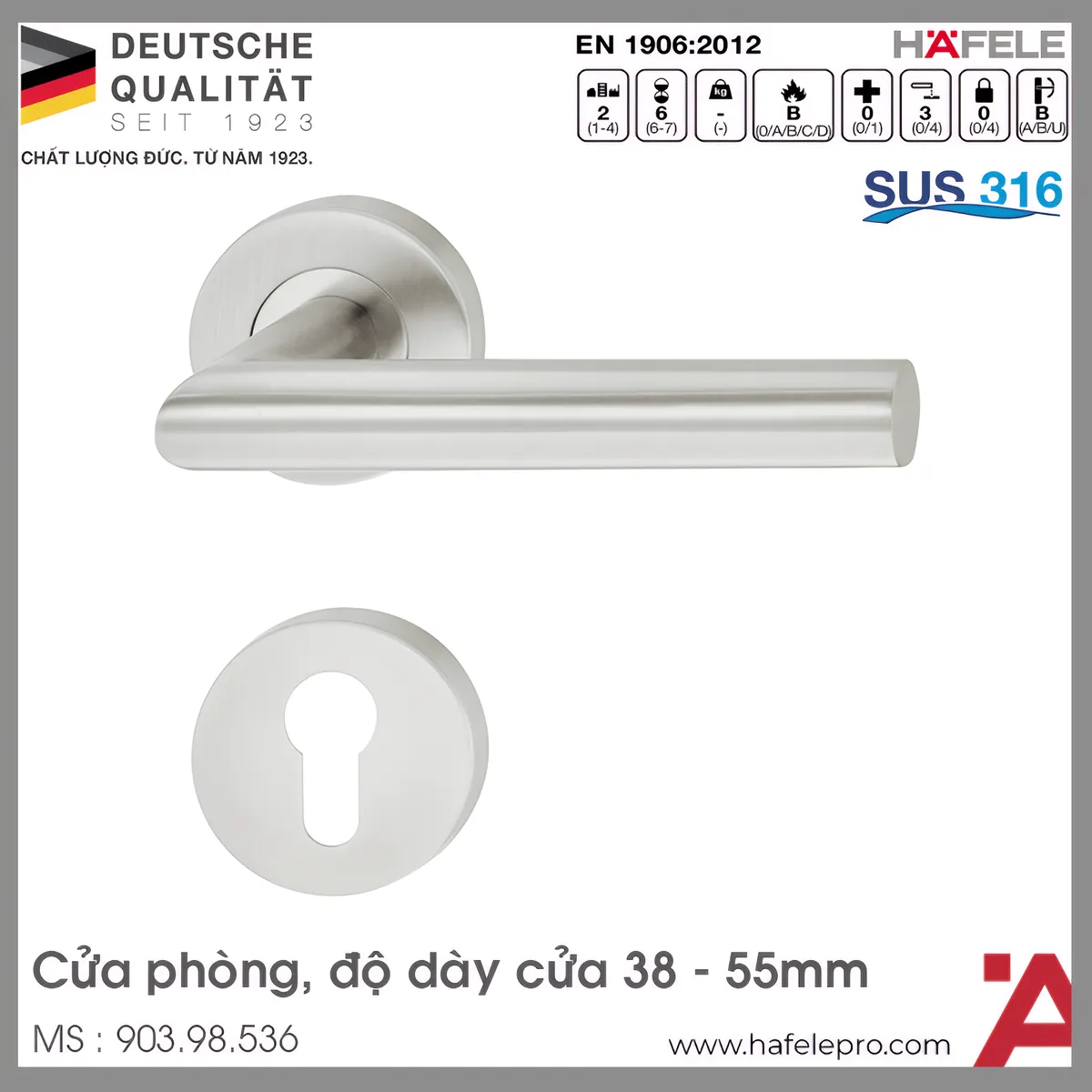 Tay Nắm Gạt Cửa Phòng Hafele 903.98.536