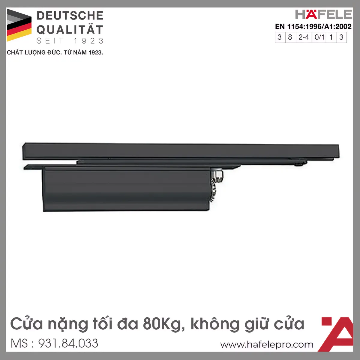 Thiết Bị Đóng Cửa Tự Động 80Kg DCL33 Hafele 931.84.033