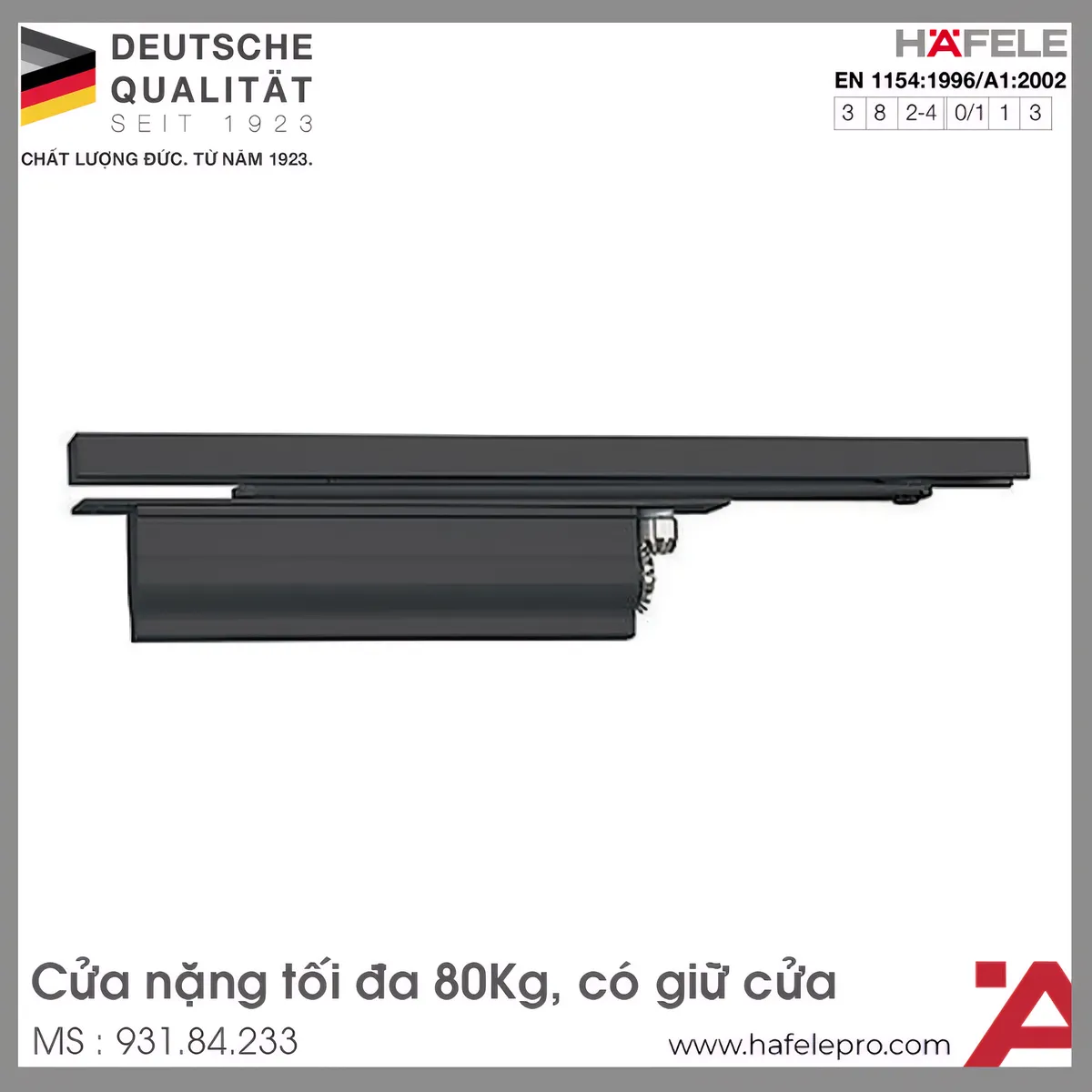Thiết Bị Đóng Cửa Tự Động 80Kg DCL33 Hafele 931.84.233