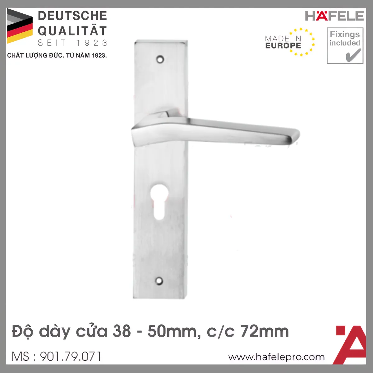 Tay Nắm Gạt Đế Dài Mở Phải C/C 72mm Hafele 901.79.071