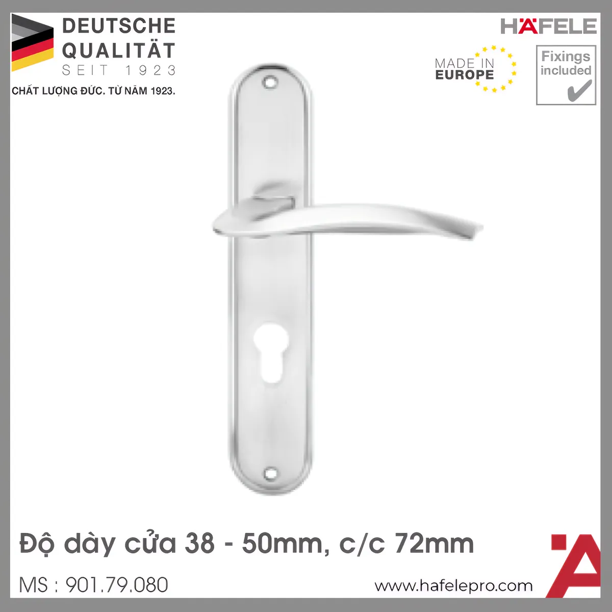 Tay Nắm Gạt Đế Dài Mở Phải C/C 72mm Hafele 901.79.080