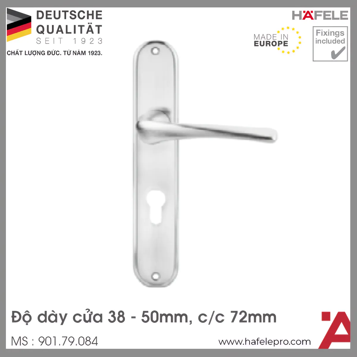 Tay Nắm Gạt Đế Dài Mở Phải C/C 72mm Hafele 901.79.084