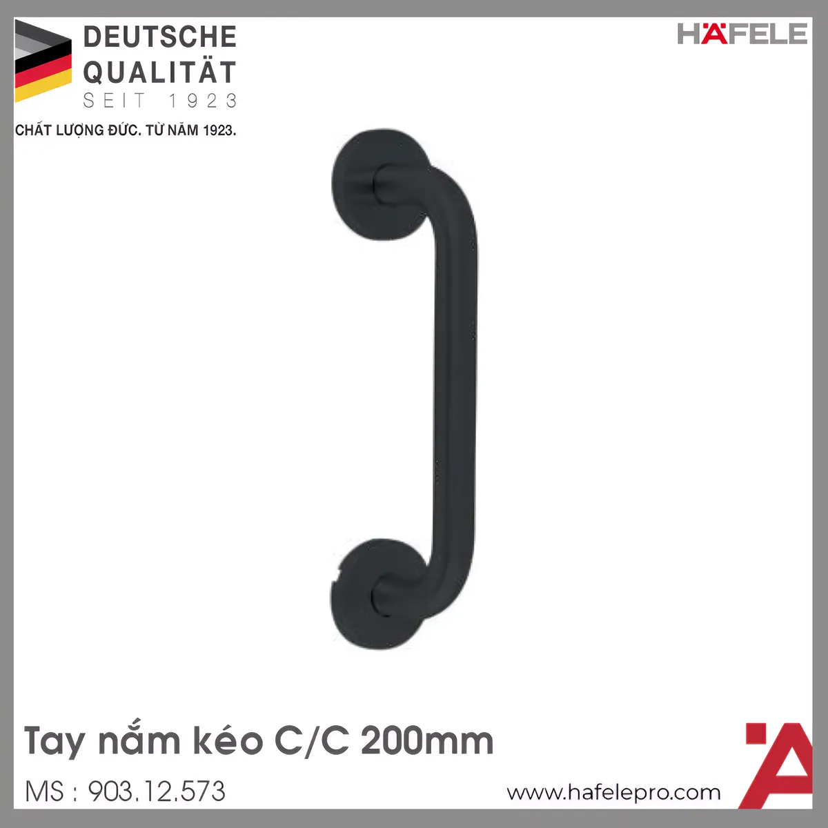 Tay Nắm Kéo Màu Đen C/C 200mm Hafele 903.12.573
