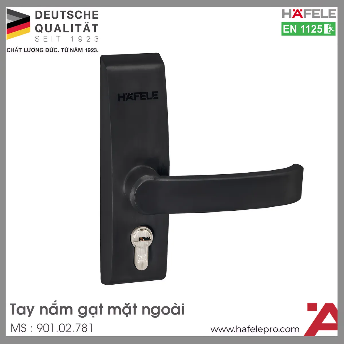 Tay Nắm Gạt Mặt Ngoài Màu Đen Hafele 901.02.781