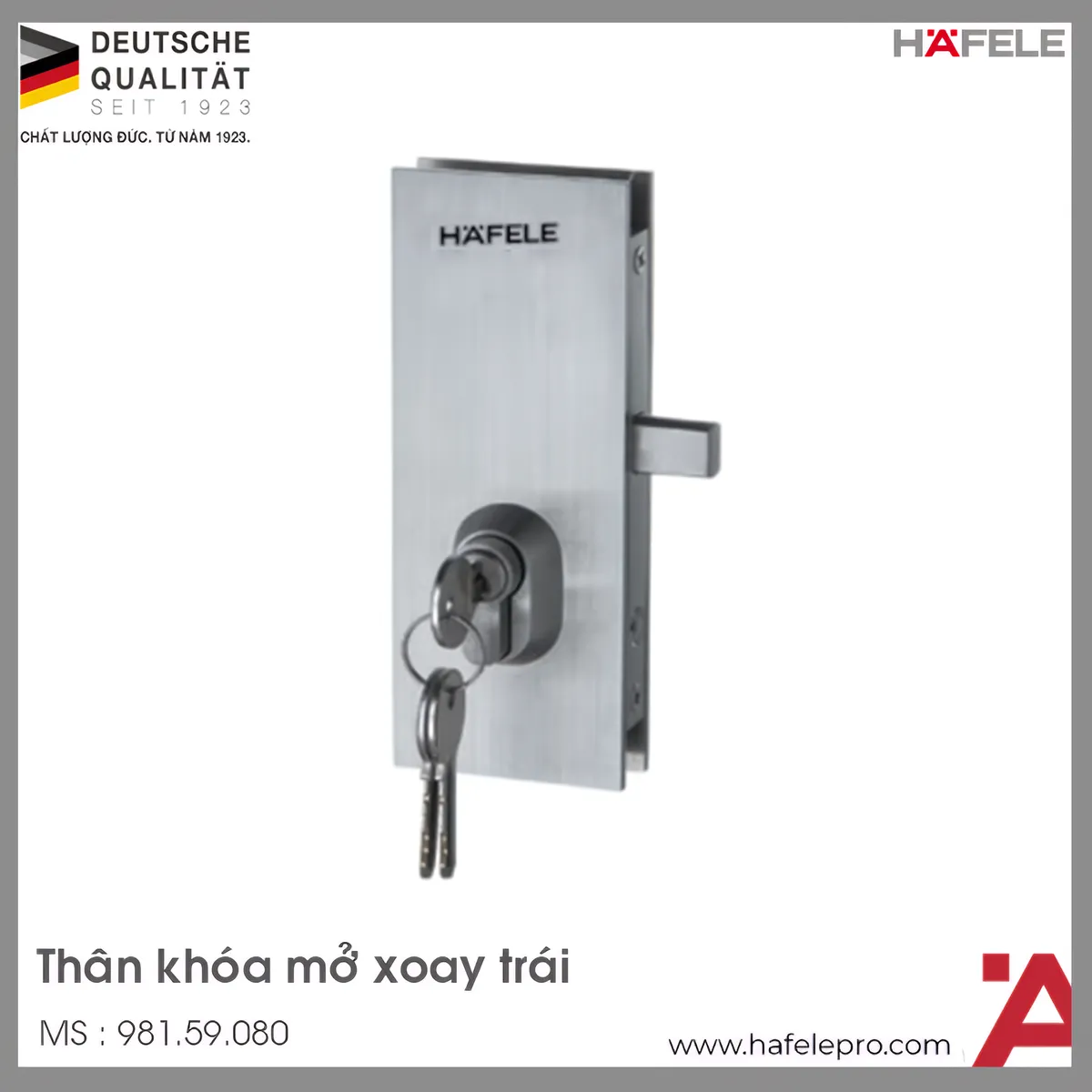 Khóa Cửa Kính Thân Khóa Mở Xoay Mở Trái Hafele 981.59.080