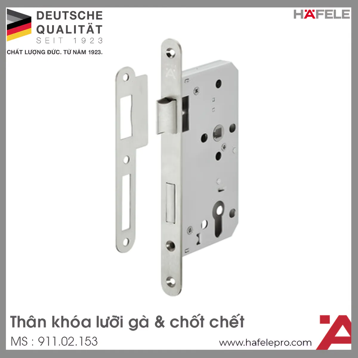 Thân Khóa Lưỡi Gà Và Chốt Chết E55/72A Hafele 911.02.153