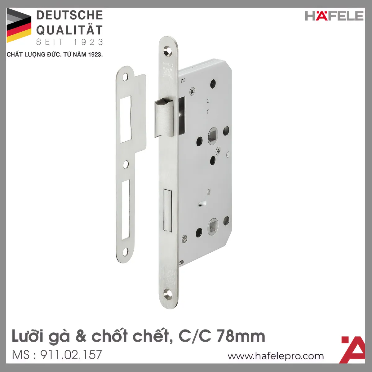 Thân Khóa Phòng Tắm C/C 78mm Hafele 911.02.157