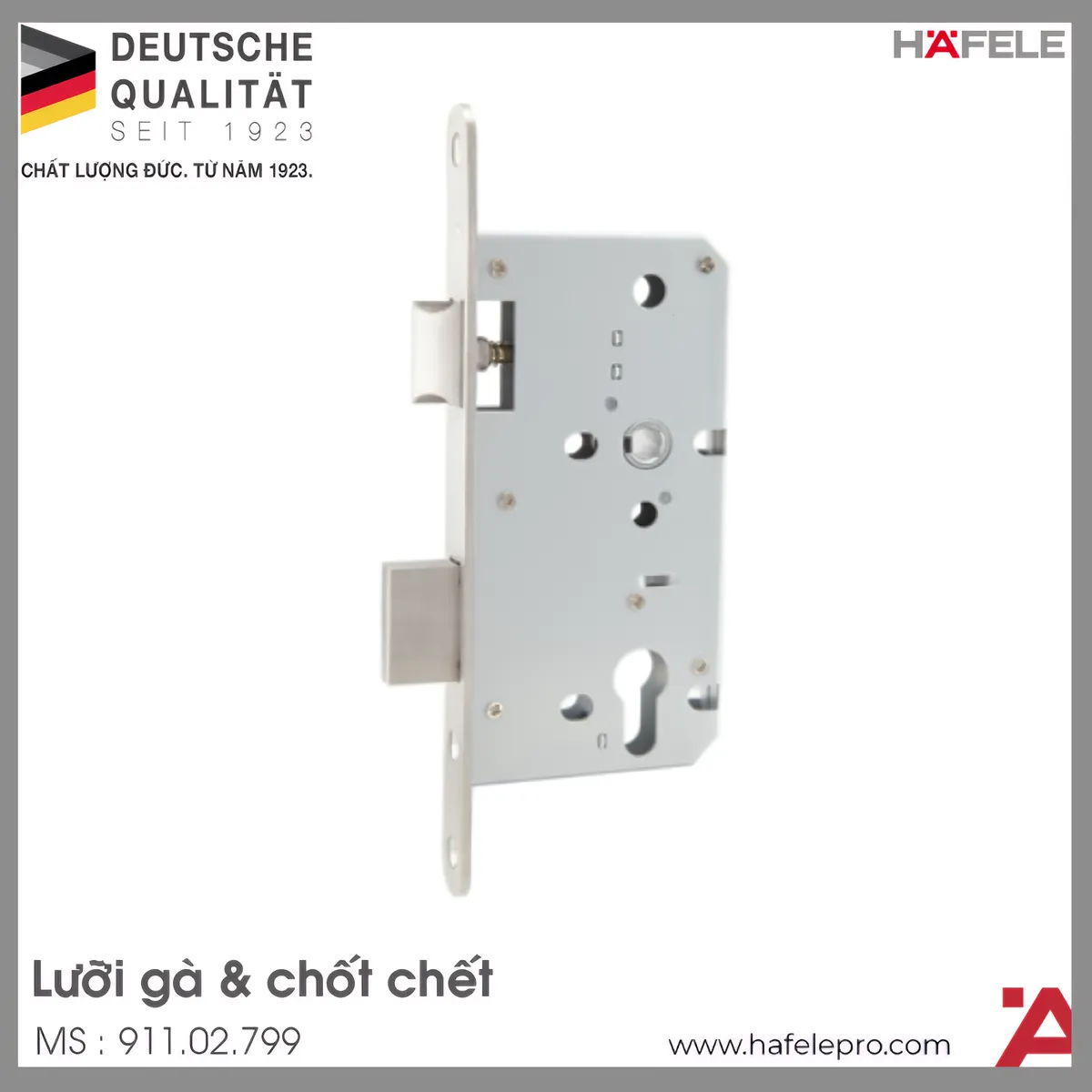 Thân Khóa Lưỡi Gà Chốt Chết C/C 72mm Hafele 911.02.799