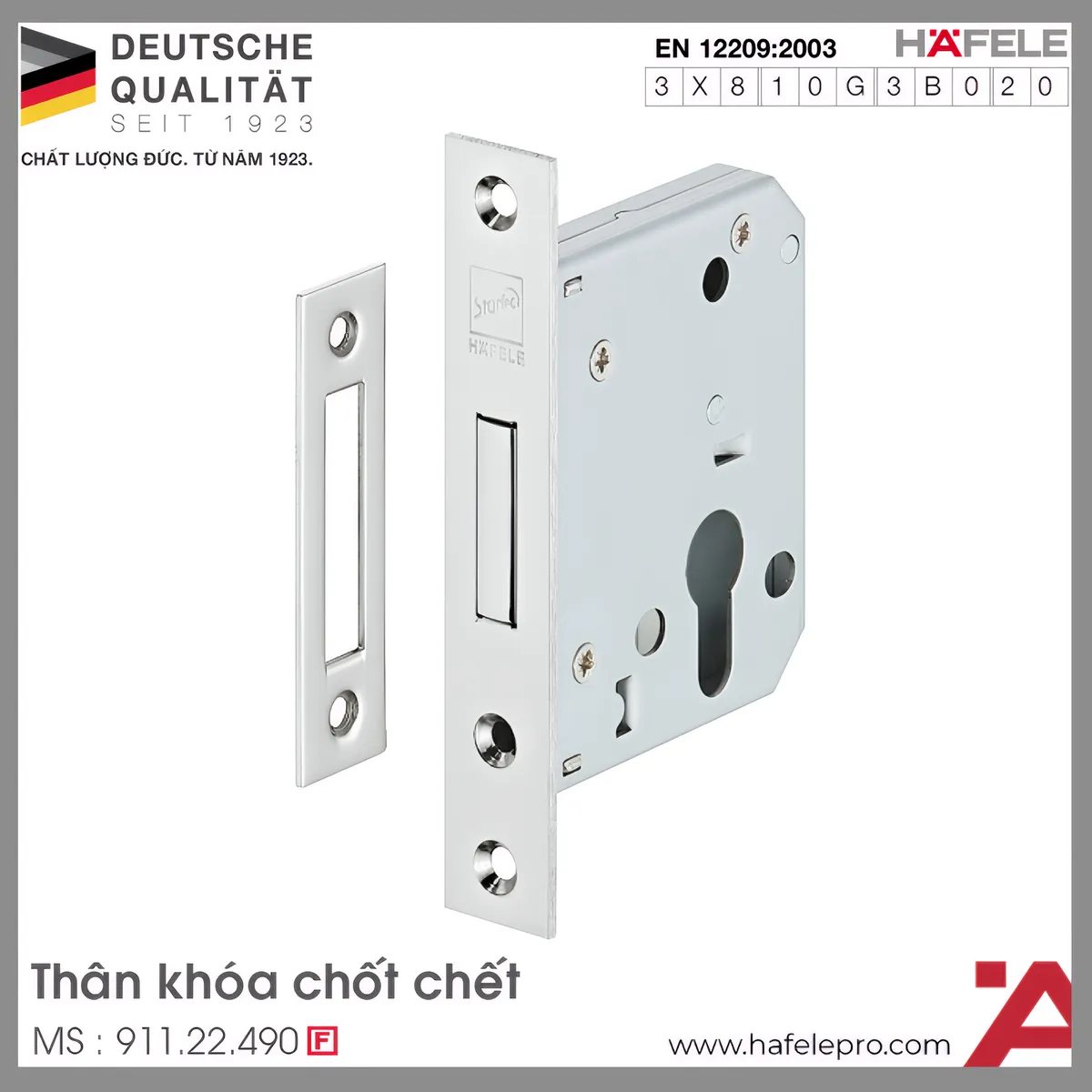 Thân Khóa Chốt Chết Hafele 911.22.490