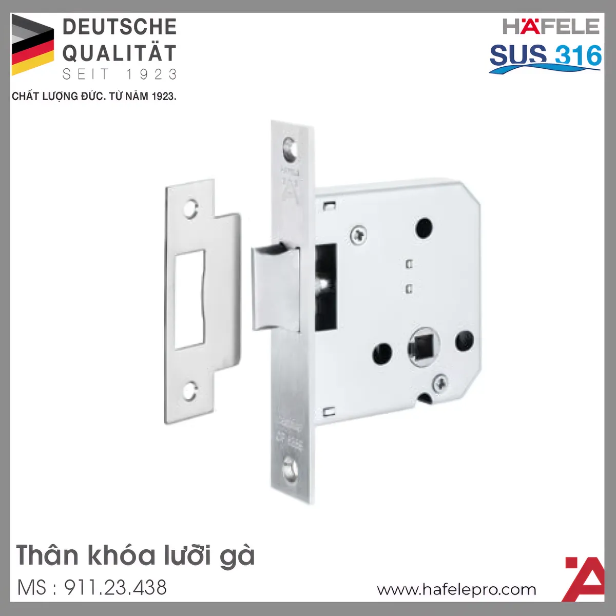 Thân Khóa Lưỡi Gà Hafele 911.23.438