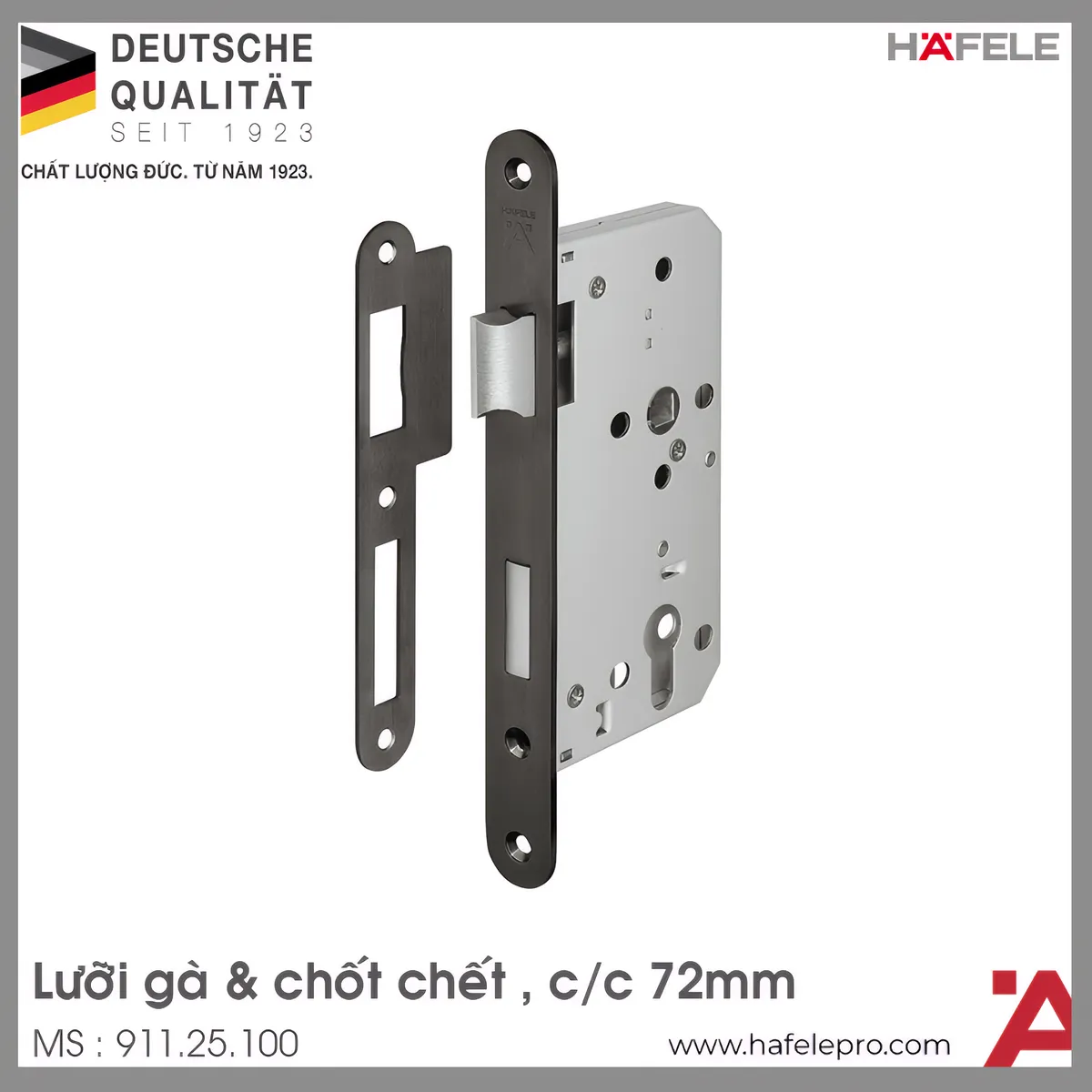 Thân Khóa Lưỡi Gà Chốt Chết C/C 72mm Hafele 911.25.100