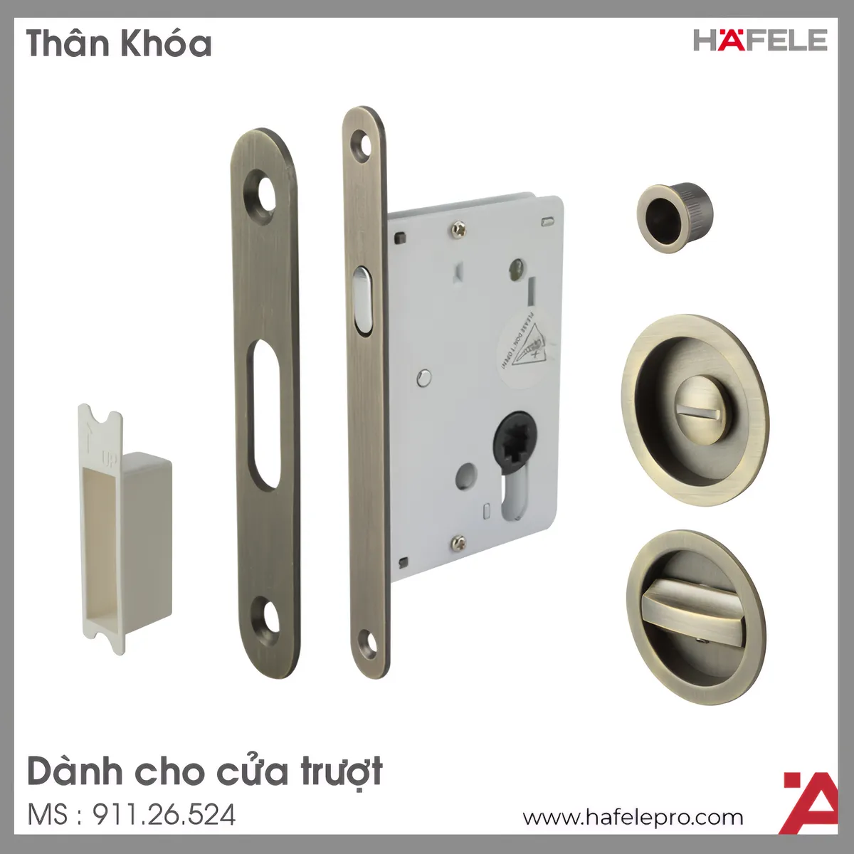 Bộ Thân Khóa Cho Cửa Trượt Hafele 911.26.524