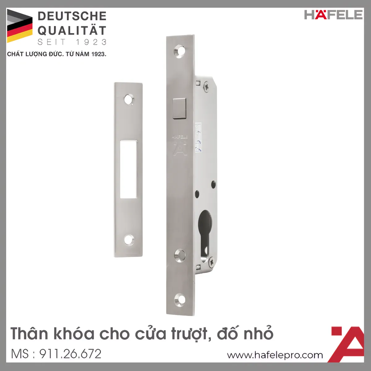 Thân Khóa Cửa Trượt Đố Nhỏ BS 30mm Hafele 911.26.672