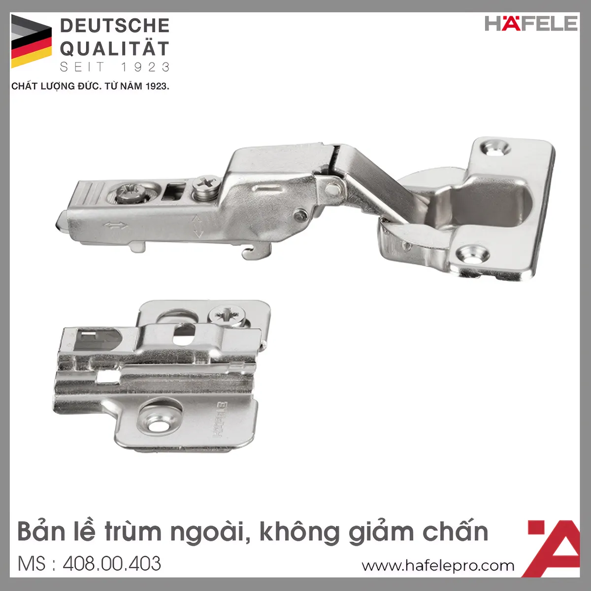 Bản Lề Trùm Ngoài Không Giảm Chấn Hafele 408.00.403