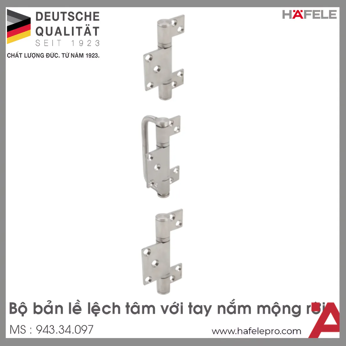 Bộ Bản Lề Lệch Tâm Với Tay Nắm Mộng Rời Hafele 943.34.133