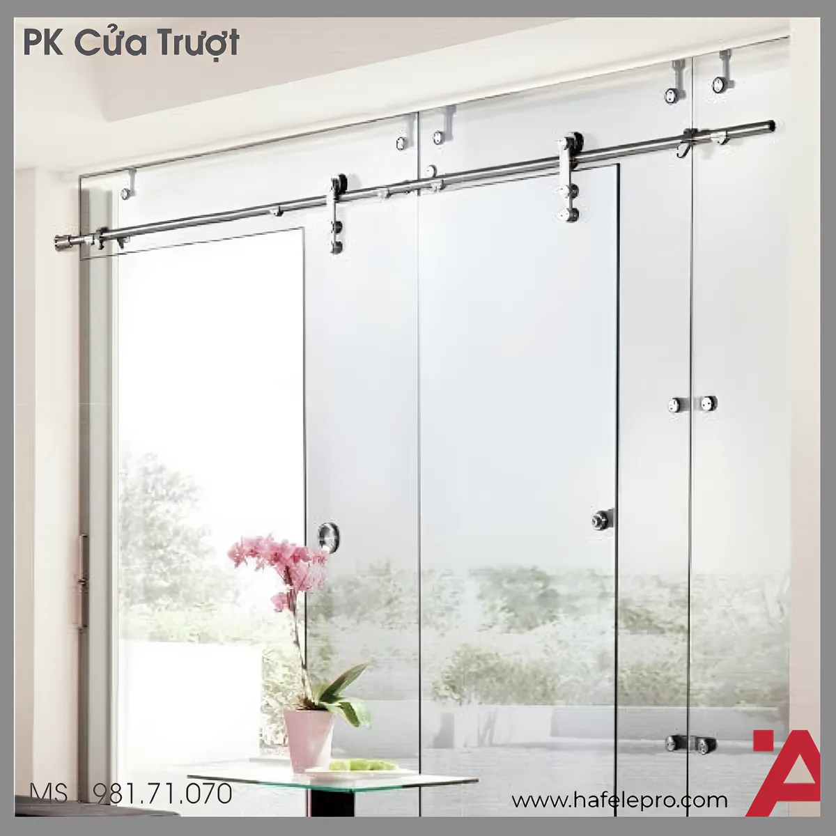 Phụ Kiện Cửa Trượt Kính Kiểu Nhà Kho Hafele 981.71.070