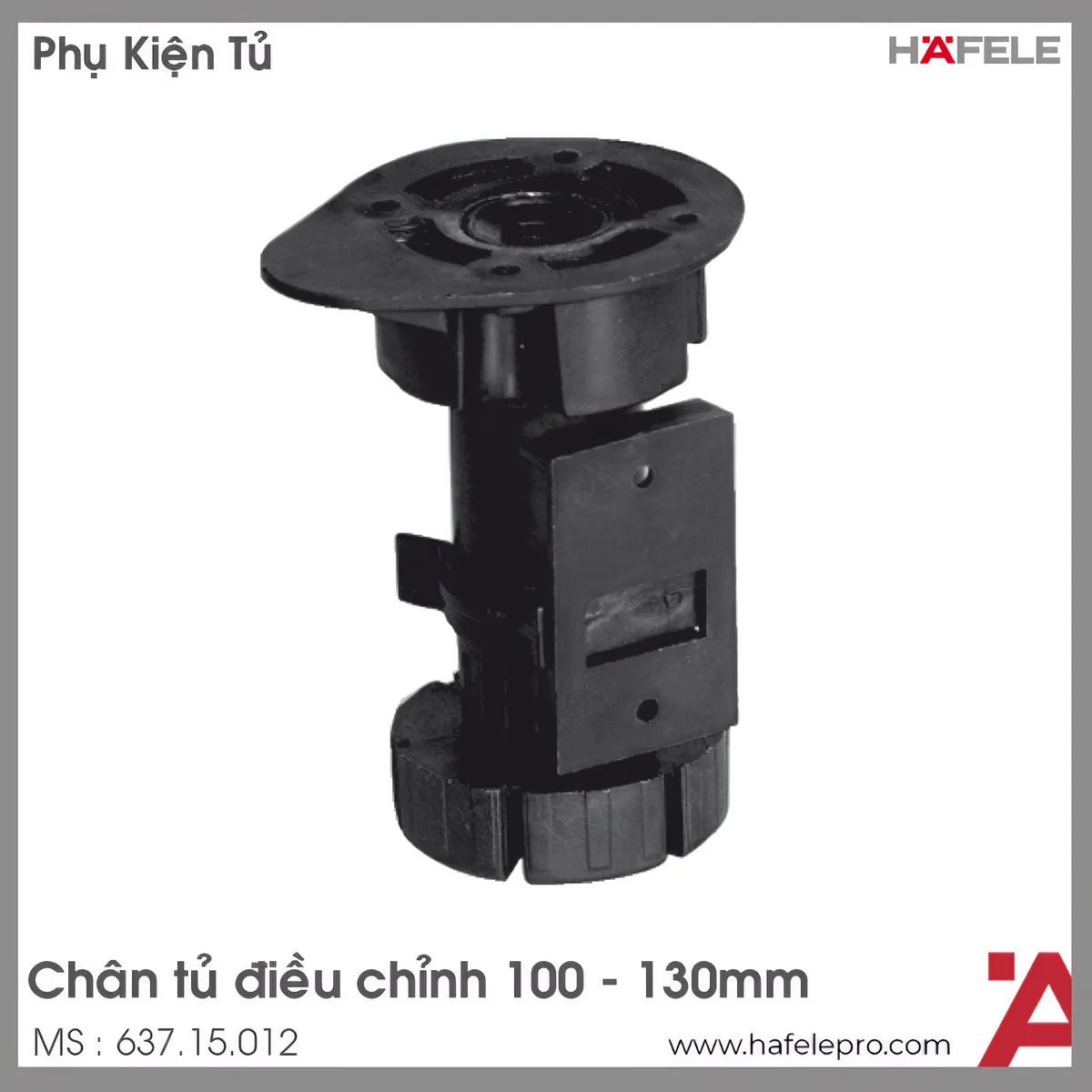 Chân Tủ Cho Ván Gỗ H100–130 Hafele 637.15.012