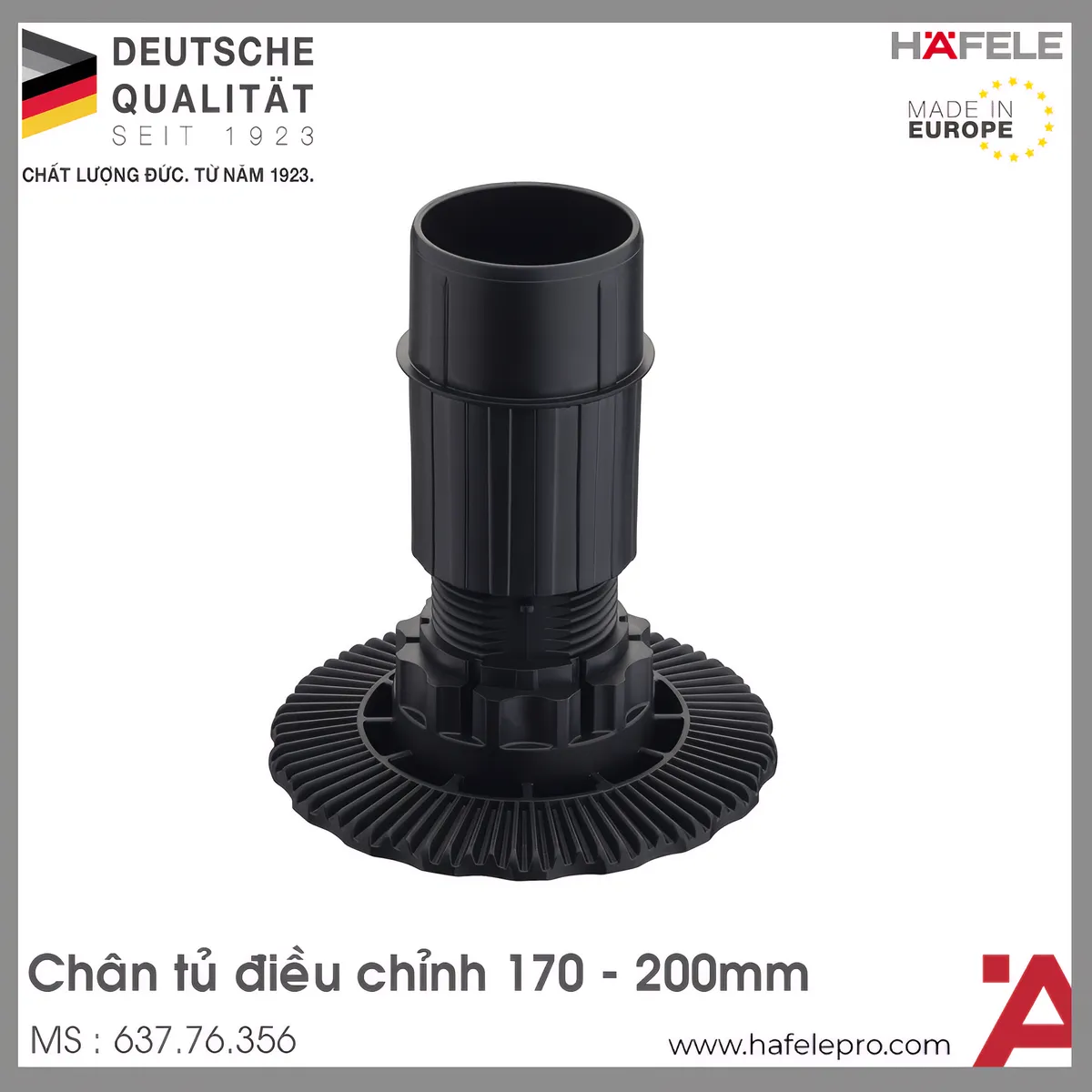 Chân Tủ Cố Điều Chỉnh Chiều Cao H180mm Hafele 637.76.356