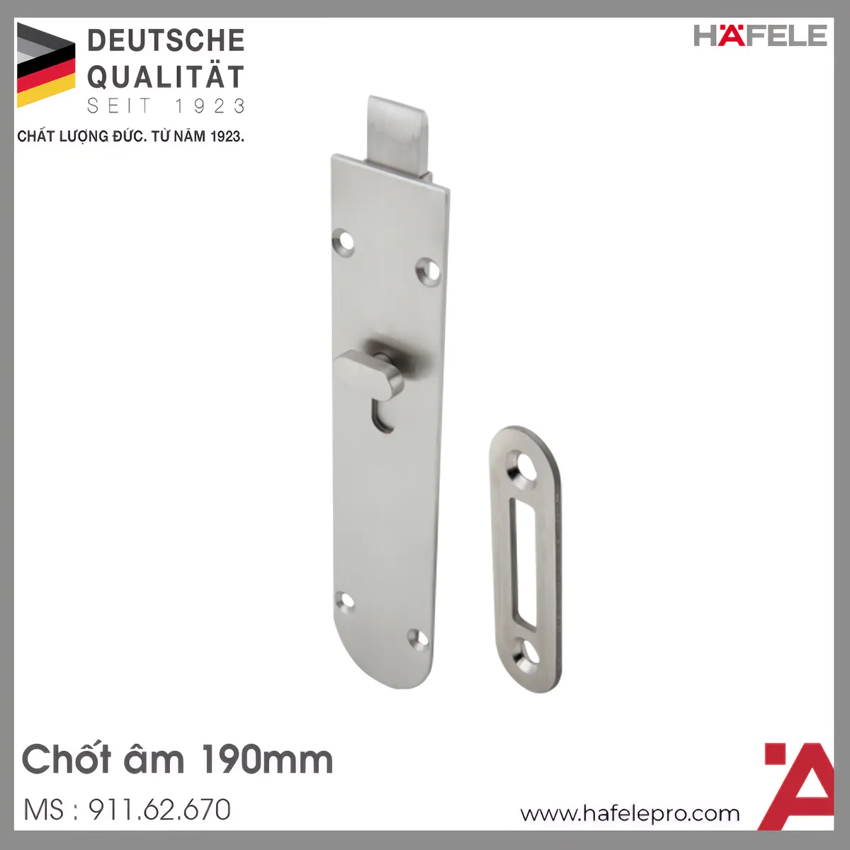 Chốt Âm 190mm Hafele 911.62.670