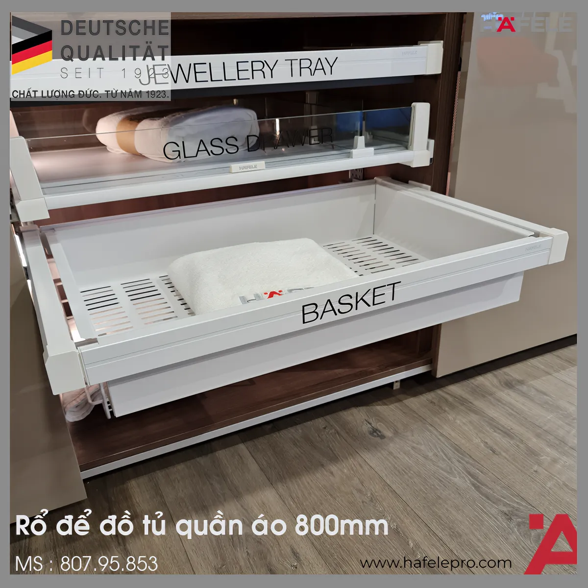 Rổ Kim Loại 800mm Màu Trắng Hafele 807.95.853