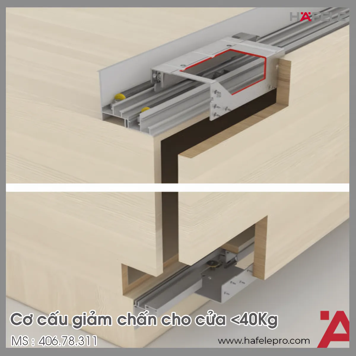 Cơ Cấu Đóng Giảm Chấn 40Kg Hafele 406.78.311