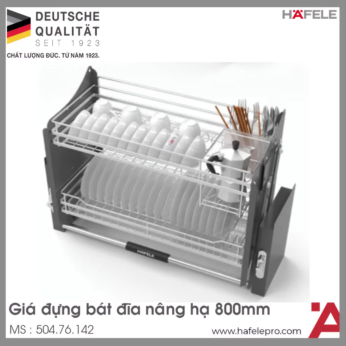 Giá Bát Đĩa Nâng Hạ Lento 800mm Hafele 504.76.142