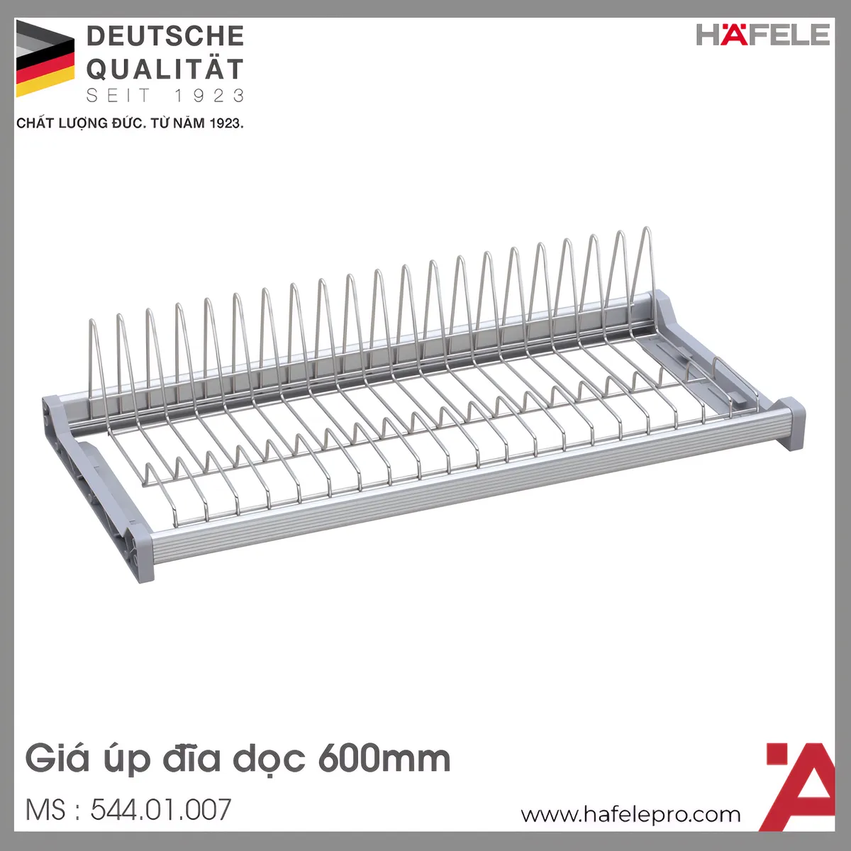 Giá Úp Đĩa Dọc Màu Inox 600mm Hafele 544.01.007
