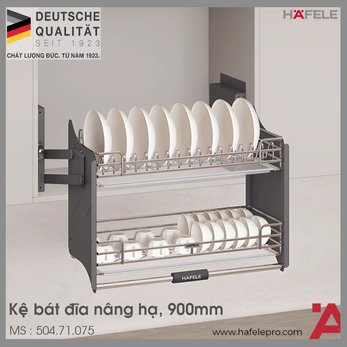 Kệ Chén Đĩa Nâng Hạ Oria 900mm Hafele 504.71.075