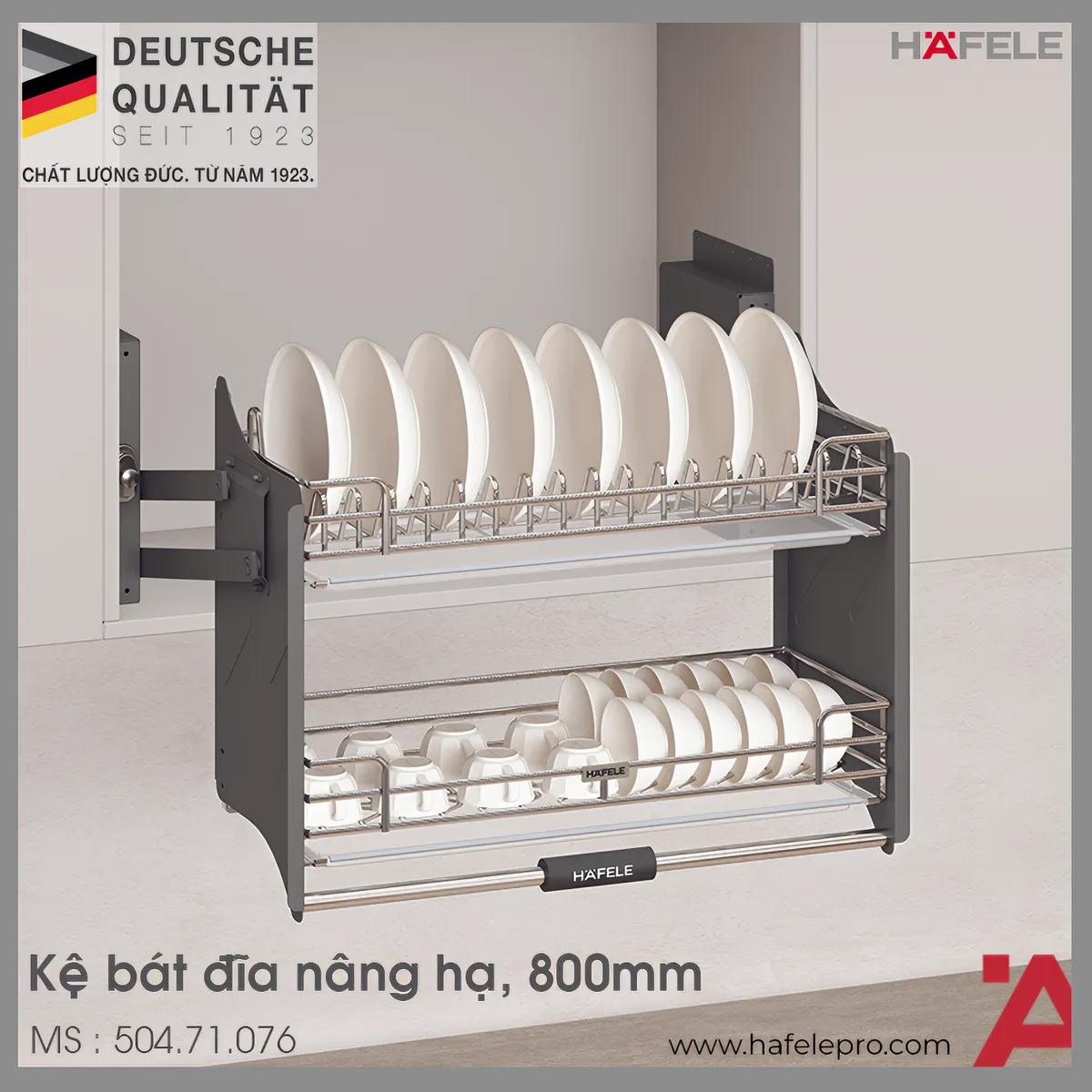 Kệ Chén Đĩa Nâng Hạ Oria 800mm Hafele 504.71.076