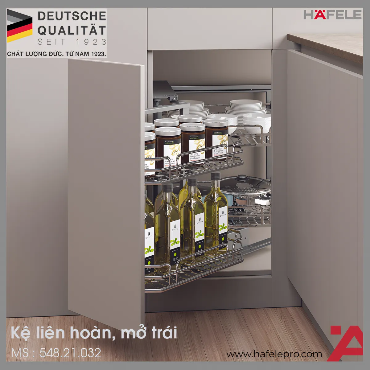 Kệ Góc Liên Hoàn Olla Mở Trái Hafele 548.21.032