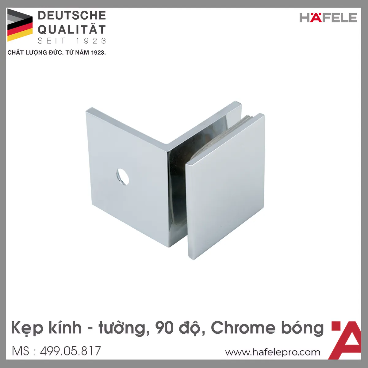 Kẹp Kính Tường Nhà Tắm 90º Hafele 499.05.817