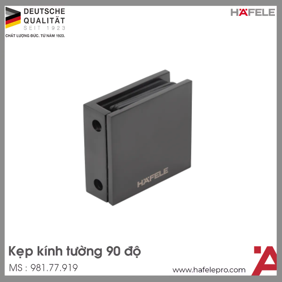 Kẹp Kính Tường 90º Màu Đen Hafele 981.77.919