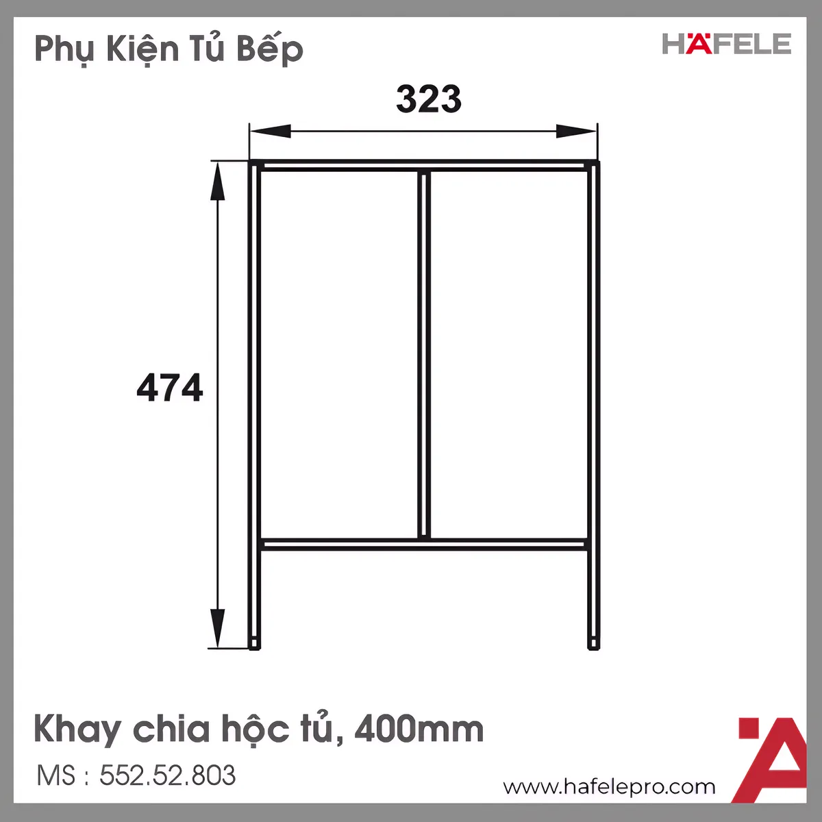 Khay Chia Ngăn Kéo Rộng 400mm Hafele 552.52.803